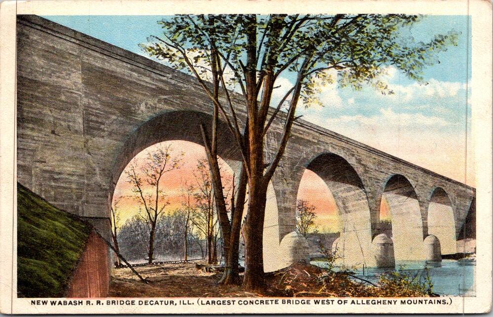 New Wabash R. R. Bridge Decatur IL Vintage Postcard SP17-17